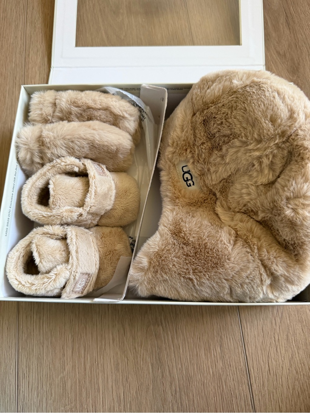 UGG Baby Tan Hat, Mittens and Booties Set